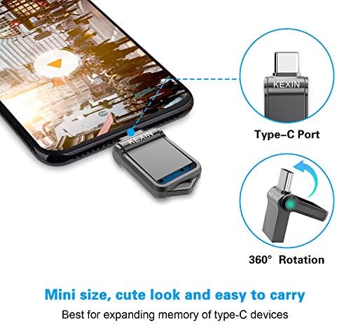 KEXIN 64 GB USB C Flash Drive – Ultra-Fast USB 3.0 Dual Connector Mini Drive for Type-C Devices – Portable OTG Memory Stick for Android Smartphones & Tablets – Robust Metal Design for Everyday Use