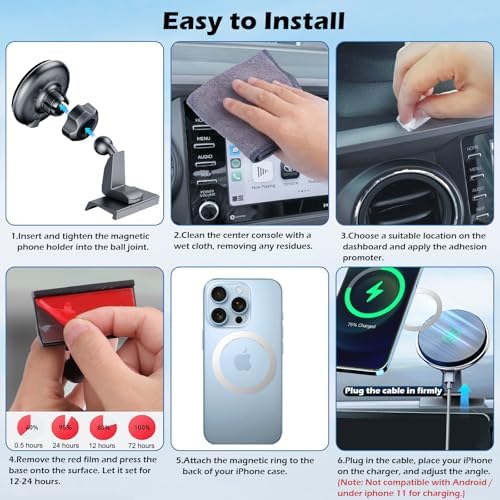 Enhance Your Driving Safety with the Kaishengyuan Magnetic Phone Holder for Toyota Tacoma (2016-2023) – Precision Adjustable Dashboard Clip Featuring 20 X Ultra-Strong Magnets for Unmatched Stability – Universal Smartphone Compatibility for Effortless Access to Navigation and Music