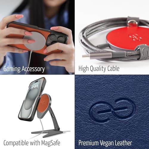 Dreem Empower Magnetic Wireless Charger Pad – High-Speed Mag Safe & Qi-Certified Charging Solution with Premium Vegan Leather Finish in Coffee – Effortless Device Alignment & Enhanced Overheat Protection for a Stylish, Tangle-Free Experience