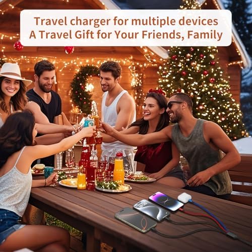 Versatile 4 in 1 USB C Charging Cable – 5 FT Dual Type-C Multi-Device Charger for i Phone 16/15/14/13, Android, i Pad & Mini Fans – 2 Pack Essential Travel Accessory for Fast and Efficient Charging Solutions