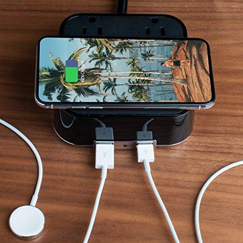 Cubie Via Wireless Charging Station – Multifunctional Tabletop Power Strip with Fast Charge Outlets and USB Ports for Home and Office – Secure Surge Protection and Sleek Design for Modern Convenience