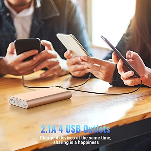 Ultimate BONAI 20000 m Ah Portable Power Bank – Sleek Aluminum Polymer Charger with 4 USB Outputs & Dual Input for Rapid Recharging – Ideal for Camping, Travel, and Daily Use – Universal Compatibility with i Phone, i Pad, Smartphones, and Tablets – Stay Charged Anywhere
