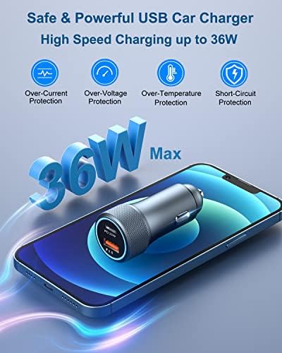 OKRAY Triple Pack 36 W Dual USB C Car Charger – Fast PD3.0 & QC3.0 Charging Adapter with 12 V Compatibility for i Phone 16-12 Pro Max, Samsung Galaxy S25-S24, Pixel 9-8 – Compact & Reliable Power on the Go