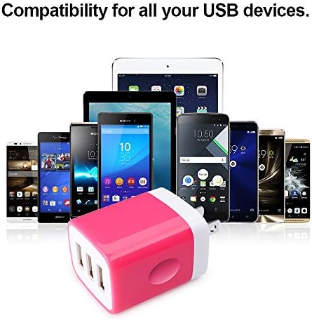 Sicodo 3-Pack USB Wall Charger Adapter – Universal 3.1 A Multi-Port Fast Charging Block for i Phone 16/15/14/13/12 SE/11 Pro, Samsung Galaxy S24/S23/S22/S21 Ultra, and Google Devices – Compact Travel Charger for On-the-Go Power Solutions