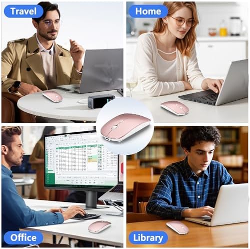 Versatile Wireless Bluetooth Mouse for Mac Book Air, Mac Pro, & i Pad – Sleek Rechargeable Silent Mouse with Dual Connectivity (USB-C & 2.4 G) – Travel-Friendly Jiggler Mice Mover in Stylish Purple – Perfect for Professionals & On-the-Go Users