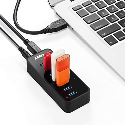 Anker 7-Port USB 3.0 Data Hub with 36 W Power Adapter – Ultimate Connectivity Solution for Rapid Charging and High-Speed Transfers for Laptops, Mac, i Phone, i Pad, and More – Perfect for Home and Office Workstations