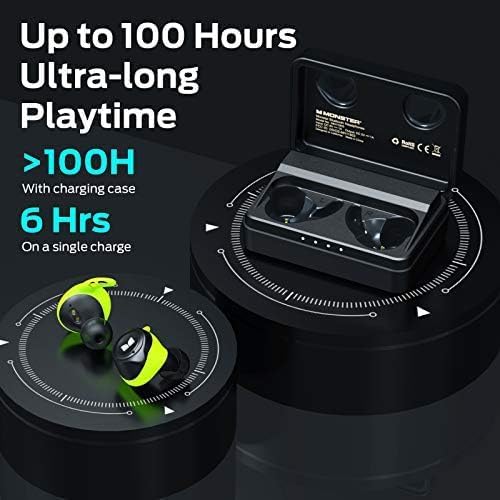 Monster Champion Wireless Earbuds: Unmatched IPX8 Waterproof Sports Headphones with Deep Bass apt X Technology, Advanced CVC 8.0 Noise Cancellation, and Bluetooth 5.0 Connectivity for 100 Hours of Playtime – Elevate Your Active Lifestyle with Exceptional Sound Quality and Comfort
