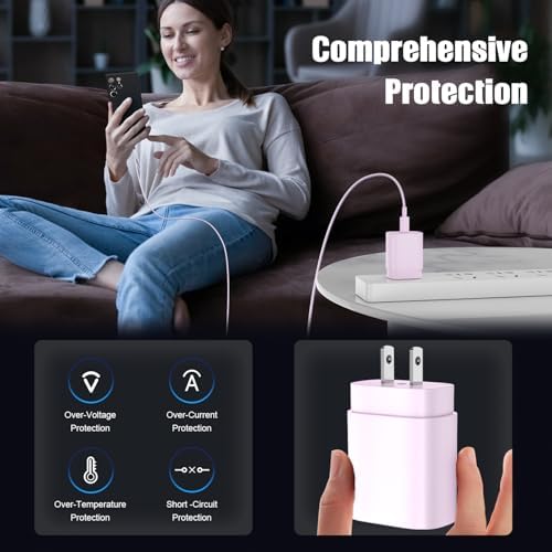 Essri 25 W Fast Charging Power Pack – Ultimate USB-C Wall Adapter Set with 6 ft & 10 ft Cables for i Phone 16/15, i Pad Pro/Mini Compatibility – Ideal Travel & Home Charging Solution for Busy Lifestyles