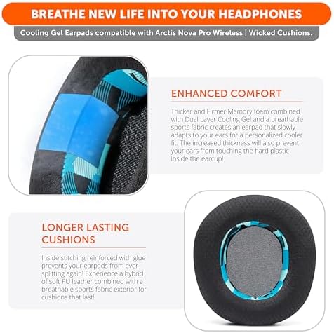 Experience Ultimate Comfort with WC Freeze Nova Pro Wireless Cooling Gel Earpads for Arctis Nova Pro – Exclusive 90’s Black Design, Enhanced Durability & Sound Isolation, Tailored Fit for Gamers Seeking Maximum Performance and Prolonged Play Sessions