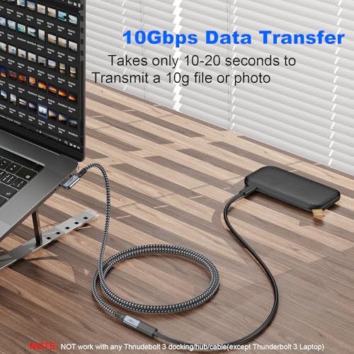 High-Performance 10 FT USB C Extension Cable – 100 W Power Delivery, 10 Gbps Data Transfer, 4 K UHD Video Support – USB 3.2 Gen 2 Male to Female Connector for Fast Charging and Seamless Connectivity with i Phone, Galaxy, PC, Monitor, and SSD – Durable & Versatile Accessory for Enhanced Tech Efficiency