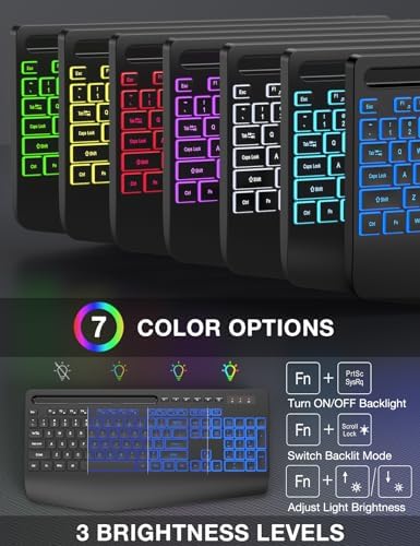 SABLUTE Ergonomic Large Print Wired Keyboard with Wrist Rest & Phone Holder – Perfect for Enhanced Visibility and Comfort in Windows, Desktop & Laptop Use – Eye-Catching Yellow Design for Effortless Typing Experience