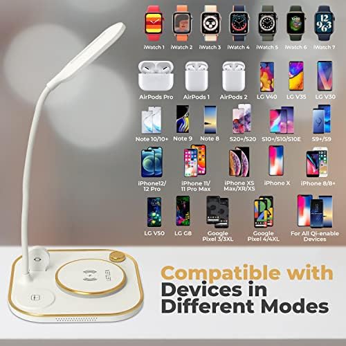 Revolutionize Your Workspace with the Ultimate 3-in-1 LED Desk Lamp and Qi Wireless Charger – 15 W Fast Charging for All Devices – Versatile 360° Adjustable Hose for Tailored Illumination – Modern Aesthetic Perfect for Any Office – Eco-Conscious and Durable Lighting Solution for Enhanced Productivity