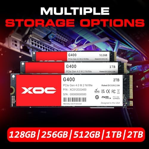 XOC G400 512 GB NVMe Gen4 SSD – Ultra-Fast 5200 MB/s Read Speed for Unmatched Gaming & Content Editing Performance – M.2 PCIe 4.0 Internal Drive with Enhanced Compatibility & Superior Thermal Management