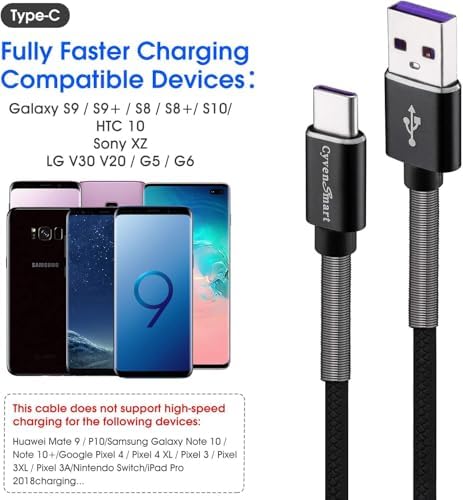 Cyven Premium 3 ft USB Type C Cable Duo Pack – Fast Charge & Data Transfer Cord, Durable TPE Construction, Compatible with Samsung Galaxy A Series, LG V Series, and More – Stylish Pink Design for Enhanced Performance and Versatility