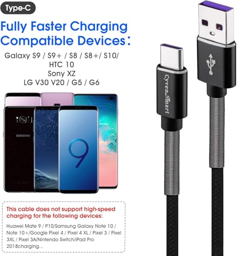 Cyven Premium 10 ft USB C Fast Charging Cable – 3-Pack High-Speed Type C Charger for Android Devices, Compatible with Samsung Galaxy S10, S9, S8 Plus – Enhanced Durability and Flexibility for Everyday Use