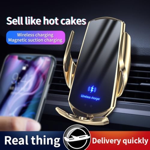 15 W SIHENMY Wireless Car Charger & Auto-Clamping Phone Mount – Fast Charging for i Phone 14/13/12 Mini/Pro Max & Samsung Galaxy S23/S22/S21+ – Stylish Red Vehicle Accessory for Effortless One-Handed Operation & Enhanced Compatibility