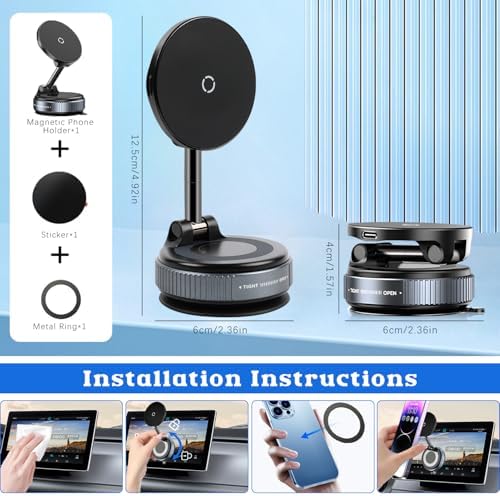 Ultimate 360° Magnetic Phone Holder: Versatile Suction Cup Car Mount for Hands-Free Convenience in Vehicles, Gyms, and Showers – Effortless Wireless Charging and Unmatched Stability for All Your Needs