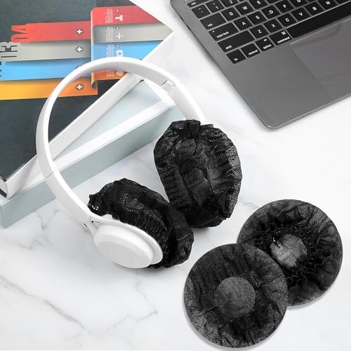 300 Disposable Headphone Covers – Premium Non-Woven Sanitary Fabric for Ultimate Hygiene and Comfort, Perfect for Salons, Gyms, and Events – Black Earphone Protectors for Superior Fit (L-11 cm)