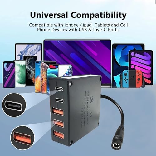 High-Efficiency 12 V to 5 V USB Step Down Converter – Versatile Multi-Port 24 V Power Adapter for Rapid Device Charging – DC 8 V-30 V Buck Module with Type-C Output, 12 A/60 W Capacity for Optimal Power Management and Seamless Device Compatibility