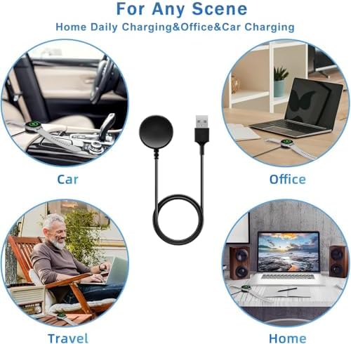 Magnetic Fast Charging Cable for Samsung Galaxy Watch – 3.3 ft Wireless Charger Adapter for Galaxy Watch Models 4 to 7, Ultra & Active – Effortless Alignment, Rapid Power Boost, and Durable Design for Enhanced Battery Longevity