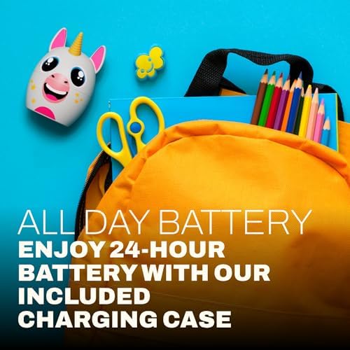 Coby Kids Simon the Sloth Wireless Bluetooth Earbuds – Splash-Proof, 24-Hour Playtime, Easy-Control Design with Adorable Carrying Case for Young Music Enthusiasts and Educational Adventures