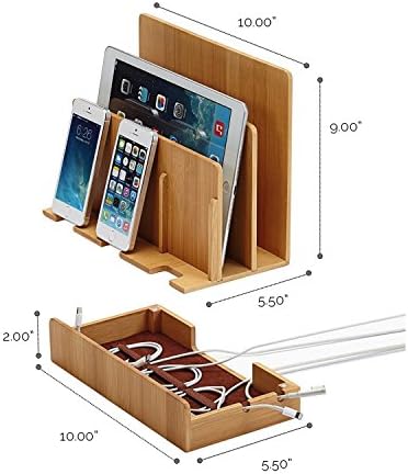 Eco-Friendly Bamboo Multi-Device Charging Station & Organizer – Streamline Your Workspace with Fast Charging for Laptops, Tablets, and Smartphones – Elegant Design in Various Finishes for a Clutter-Free Environment