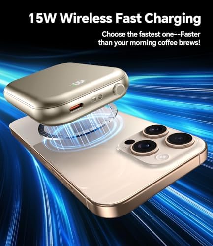 Revolutionize Your Charging Routine with the 10,000 m Ah Magnetic Wireless Power Bank – Fast Charging Battery Pack for i Phone 16/15/14/13/12 Series, Apple Watch, and Air Pods – Ultimate Travel Essential with Dual USB-C Ports and Effortless Magnetic Alignment for On-the-Go Power Solutions