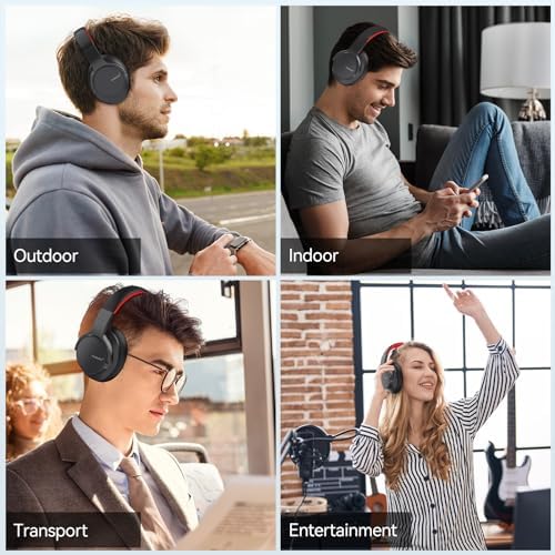 AUSDOM Premium Active Noise Cancelling Over-Ear Bluetooth Headphones – 50-Hour Battery Life for Endless Listening, Rich Deep Bass Performance, Ultra-Comfort Memory Foam Ear Cushions, and Flexible Wired/Wireless Connectivity – Perfect for Travel, Home, and Office Environments