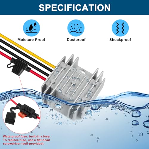 Ultimate 24 V 145 W DC-DC Voltage Regulator – Versatile Step Down/Up Converter (9 V-40 V to 24 V, 6 A) – Durable Waterproof Power Supply for Enhanced Golf Cart Performance and Accessory Compatibility
