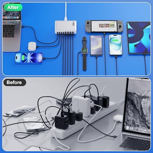 Power Up in Style: 300 W Ga N IV 8-Port USB-C Charging Hub – Fast PD 100 W Charger for Mac Book, i Phone 16/15/14, and Galaxy Devices – Ultimate Compact Charging Solution for Home and Travel Efficiency – Multi-Device Compatibility with Rapid Charging Capability – Engineered for Professionals and Tech Enthusiasts – Stay Powered Anywhere with This Versatile Charging Station