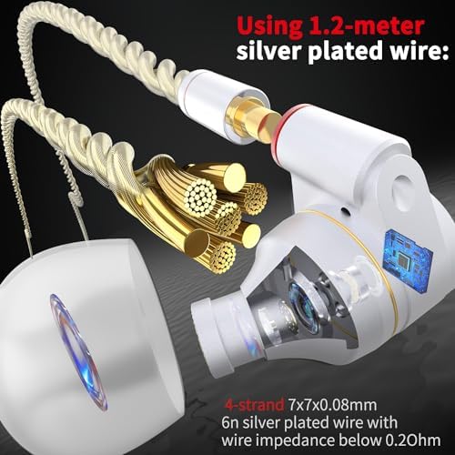 TINHIFI CNT Driver In-Ear Monitor Earbuds – Ultimate Audiophile Experience with Ergonomic Comfort, Detachable Silver-Copper Cable & Premium Metal Housing for Exceptional Sound Clarity – Perfect for Musicians and Music Enthusiasts