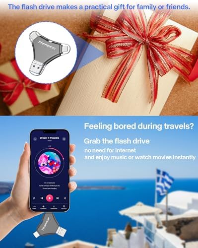 Unlock Endless Memory Storage with the 128 GB i Phone Flash Drive – Effortless Photo & Video Backup, No App Needed, Compatible with i Phone, i Pad, Android & PC, USB 3.0 Speed for Quick Transfers, Compact & Durable Design for On-the-Go Convenience
