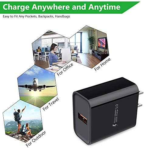 Samsung 18 W Quick Charge 3.0 USB Wall Charger – High-Speed 3 A Power Adapter for Galaxy S24, S23, S22, S21, S20, S10, S9, S8, Z Flip Series, and A-Line Devices – Ultimate Portability and Enhanced Safety Features for On-the-Go Charging