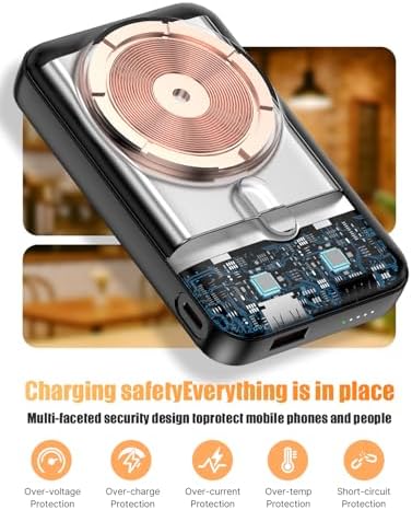 Essri 10,000 m Ah Wireless Magnetic Power Bank – High-Speed PD 22.5 W Portable Charger with Built-In Cable and Stand for i Phone 12-16 Series – Effortless Connectivity and Enhanced Convenience on the Go