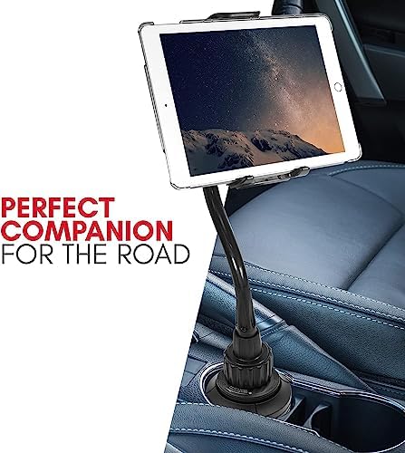 Transform your driving experience with the Macally Adjustable Cup Holder Tablet Mount – a robust and versatile solution for hands-free tablet use in your vehicle. This innovative car accessory seamlessly fits into your cup holder, accommodating various tablet sizes including i Pad Pro, i Pad Air, and i Pad Mini up to 12.9 inches. Enjoy the freedom of 360-degree rotation for optimal viewing angles, making navigation, video calls, or entertainment accessible for both front and back seat passengers. Designed for effortless installation without tools, this durable tablet holder is built to endure the rigors of everyday travel while keeping your device secure on bumpy rides. Ideal for busy parents looking to entertain children during long journeys or for anyone needing reliable GPS access. Elevate your in-car connectivity and comfort with the Macally Cup Holder Tablet Mount, the ultimate accessory for tech-savvy drivers seeking convenience and functionality.