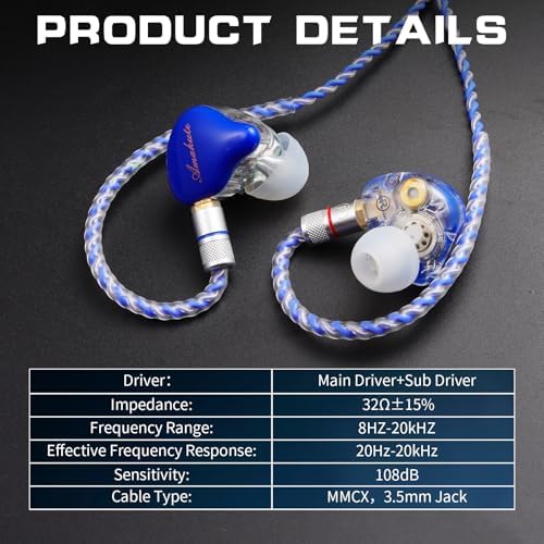 Premium Hi-Fi Dual Driver In-Ear Monitor Earbuds with Detachable Cable – Noise-Canceling Headset for Musicians, Singers & Audiophiles | Elegant Wood Grain Design for Superior Sound Isolation and Versatile Compatibility