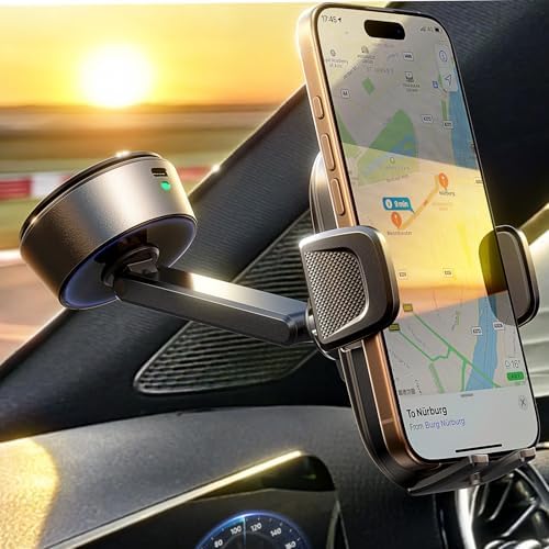 LISEN Electric Retractable Car Phone Mount, 100% Ultra-Stable iPhone Vacuum Electric Suction Cup Phone Mount, Suction Cup Magnetic Phone Holder for iPhone 16 15 Pro Max Plus 14~X, Samsung Galaxy S25 – Enhanced Compatibility and Speed