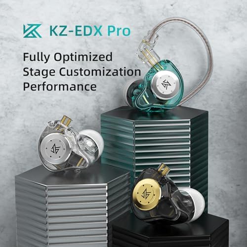 FEDAI KZ EDX Pro Wired In-Ear Headphones – Dual Dynamic Driver Hi-Fi Stereo Gaming Earbuds with Noise Cancelling Mic for Musicians and Audiophiles – Superior Sound Quality and Comfort for Extended Listening Sessions