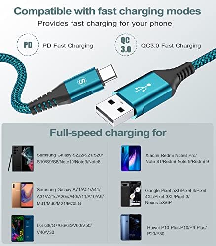 MAXGROUP USB Type C Charger Cable Trio | Durable Nylon Braided Charging Cords (10 ft, 6.6 ft, 3.3 ft) for i Phone 15, 16 Pro Max, Samsung Galaxy S Series & More | Fast Charging & Universal Compatibility for Home, Office & Travel | Enhanced Durability & Flexibility