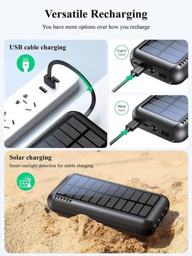 Ultimate UYAYOHU 40,000 m Ah Solar Power Bank – High-Capacity Portable Charger with Triple Output Ports, Integrated Flashlight, and 5 V/3.1 A Fast Charging for All Devices – Perfect for Adventurers and Daily Use