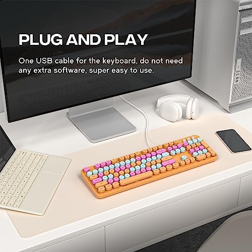 Illuminate Your Workspace with the Large Print Backlit Keyboard – Ergonomic USB Wired Multimedia Keyboard with Rainbow LED Lighting for Enhanced Comfort and Visibility on Windows PCs & Laptops