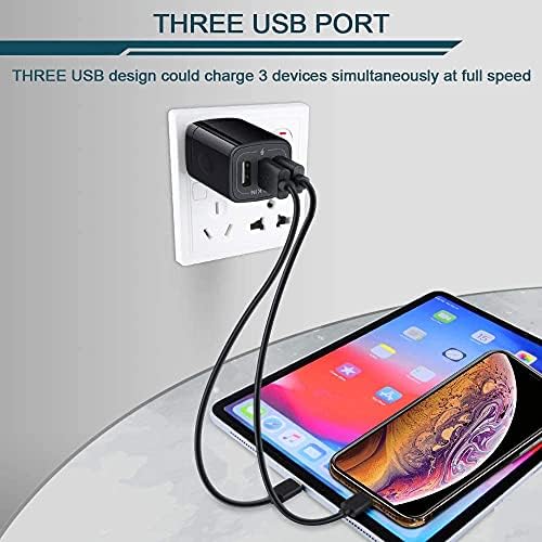 High-Speed 3-Pack Multi-Port Wall Charger – 3.1 A USB Adapter for i Phone 15/14/13/12/11 Pro Max, Samsung Note 20/S22/S21/S20, Kindle Fire – Fast, Safe, and Universal Charging Solution for All USB Devices