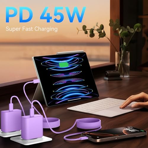 Elevate Your Charging Experience with the 45 W Super Fast USB-C Charger and 6.6 FT Cable – Optimal for i Phone 16 Pro Max, i Pad, and Android Devices – Compact, High-Efficiency Power Adapter with Advanced Safety Features for On-the-Go Users
