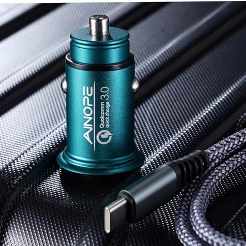 Compact AINOPE 67.5 W USB-C Car Charger – Fast Charging Dual Port QC3.0 Adapter for i Phone 16 & Samsung Galaxy – Mini Cigarette Lighter Accessory in Stylish Purple for Efficient On-the-Go Power Solutions