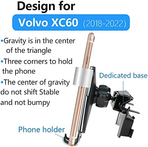 Volvo XC60 Car Phone Holder (2018-2025) – Premium Gravity Cradle for Seamless Smartphone Access, Enhanced Stability & Adjustable Viewing Angles – Perfect for Hands-Free Navigation and Charging – Ideal Auto Interior Accessory for XC-60 Hybrid Enthusiasts