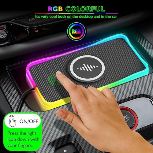 Elevate Your Driving Experience with the LANSEMKU 15 W RGB Wireless Car Charger Pad – Fast and Stylish Charging for i Phone and Samsung Devices, Non-Slip Design with 100 CM USB Cable for Ultimate Convenience and Compatibility