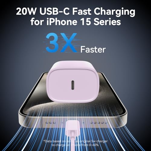 Ultimate i Phone 16 Pro Max Fast Charger with 8 FT USB-C Cable – High-Speed Wall Adapter in Stylish Purple – Compatible with i Phone 15 Series and i Pad Pro – Perfect for Quick Charging on the Go – Enhance Your Charging Experience with Extended Reach and Reliability
