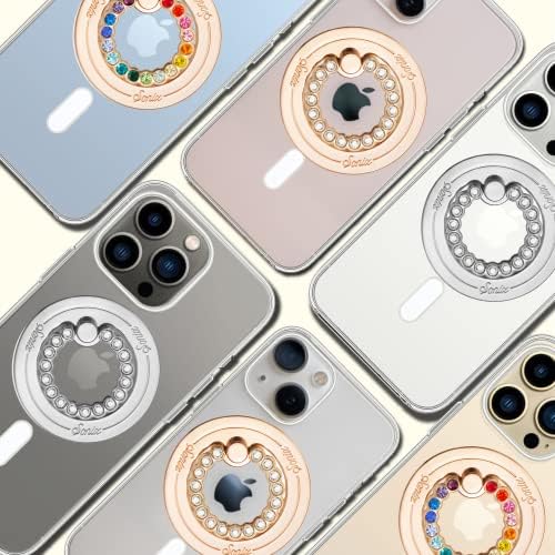 Elevate Your i Phone Experience with the Sonix Magnetic Phone Grip – Stylish Rhinestone Ring Holder for i Phone 12, 13, 14, 15 Series – Effortless 360° Rotation and Secure Mag Safe Compatibility – Sleek Silver/Clear Design for Ultimate Functionality and Fashion