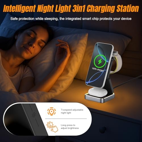 Ultimate 3-in-1 Foldable Wireless Charging Station for Apple Devices: Compact Magnetic Charger for i Phone 16/15/14/13/12/11 Pro Max, Apple Watch Series, and Air Pods – Fast, Safe, and Travel-Friendly Power Hub with Universal Compatibility and Enhanced Speed