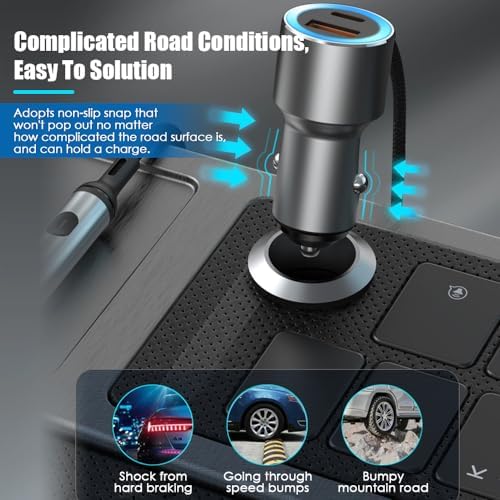 Enhanced USB C Car Charger Adapter – Dual Socket Fast Charging Solution with PD QC 3.0 Technology for All Vehicles – Ultimate Compatibility and Efficiency for Mobile Devices – Ideal for Road Trips and Daily Commutes – Premium Quality Cigarette Lighter Charger with Lightweight Design